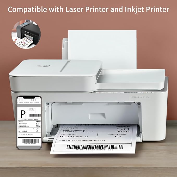 Printable Sticker Paper 8.5 x 11 Full Sheet Labels, 500 Sheets Matte Self - Image 3