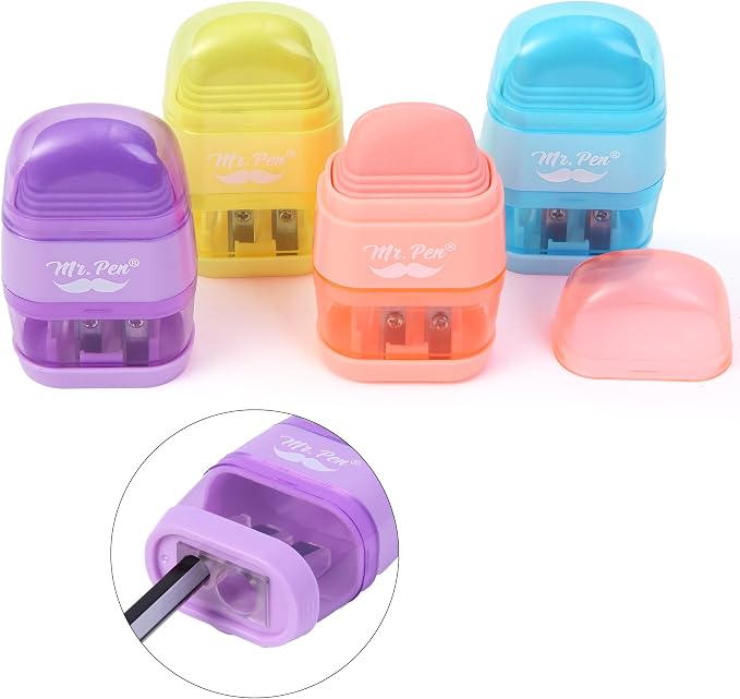 Mr. Pen- Pencil Sharpener & Eraser, 4 Pack | 2-in-1 Manual Sharpeners - Image 8