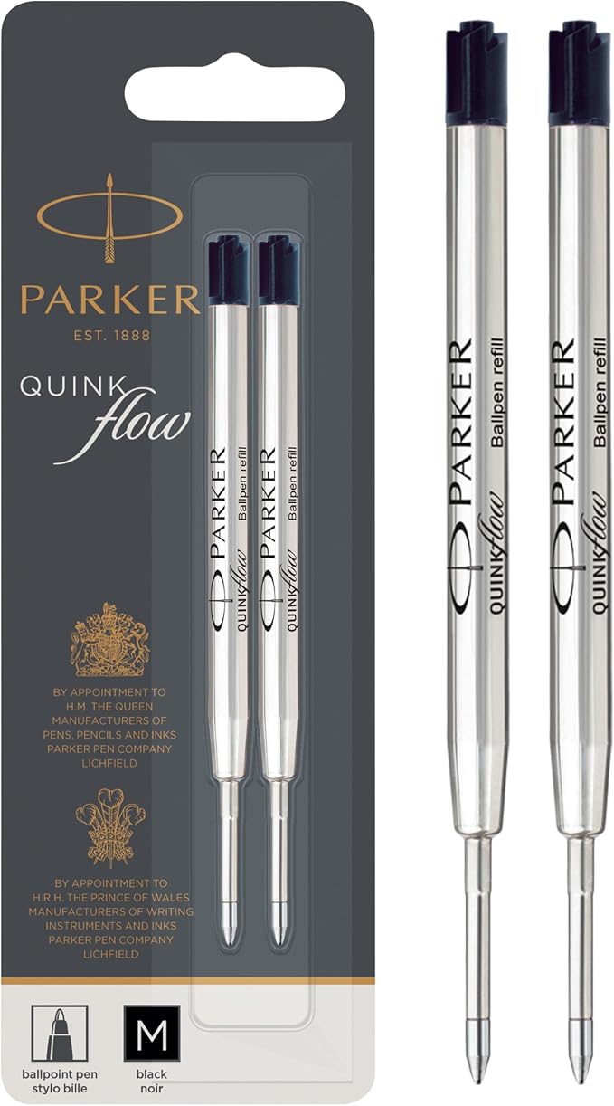 PARKER QUINKflow Ballpoint Pen Ink Refill, Medium Tip, 2 Pack by Unknown