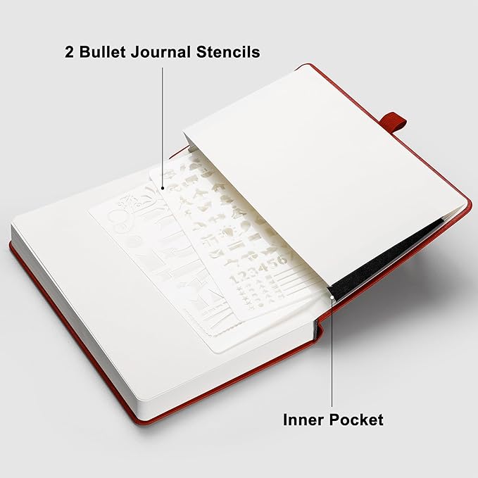 RETTACY Blank Journal Notebook, 192 Pages, A5 Medium Size (5.7'' x 8.3''), Leather Hardcover, 100 GSM Thick Paper, for Sketching, Drawing, Painting (Red)-DeskLoop Office