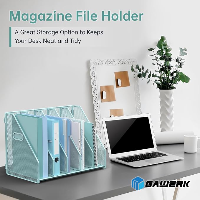 MINDEPOT Desk File Organizer Metal Desk Magazine Folder Holder - Image 2