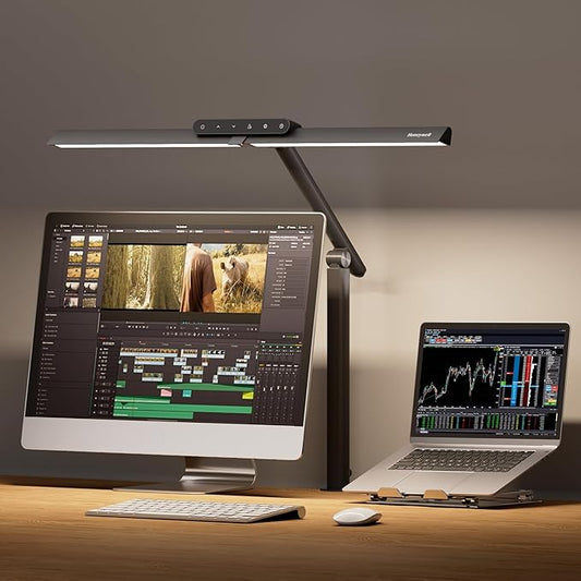 Honeywell LED Desk Lamp with Clamp - HJ1 Sunturalux Eye-Caring Clip on Lights for Home Office, 1200LM Clamp Lamp 4 Color Modes Stepless Dimming Task Desk Light for Working Black-DeskLoop Office