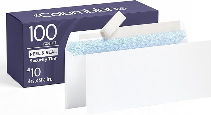 Columbian #10 Security Envelopes, 100 Pack, Self Seal Envelopes by TOPSProducts