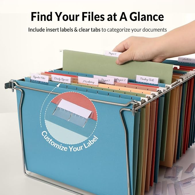 SUNEE Hanging File Folders, 50 Pack Letter Size Hanging File Folders - Image 2