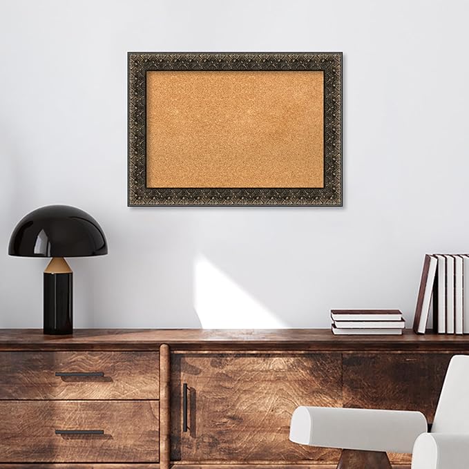 Amanti Art Natural Cork Board for Wall, 21x29 Vision Board with Black Wood Frame, Medium Corkboard Office Decor for Home Organization, Traditional Corkboard Pinboard to Display Items for Home-DeskLoop Office