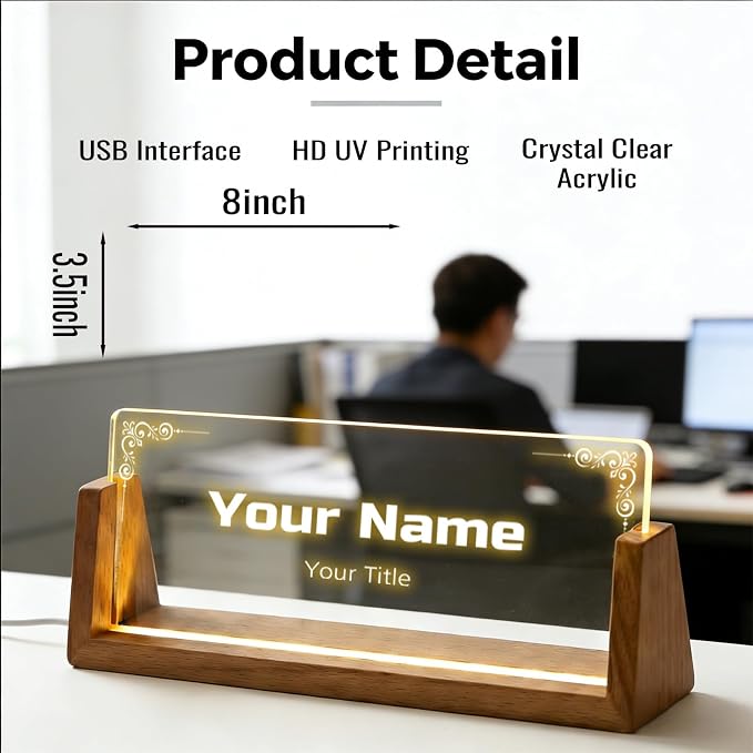 Custom Desk Name Plate, Light Up Acrylic Office Sign, Personalized Gift - Image 5