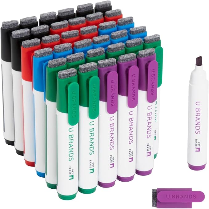 U Brands Dry Erase Markers Chisel Tip Set, 36 Pack, Low Odor Ink, Dry Erase by UBrands