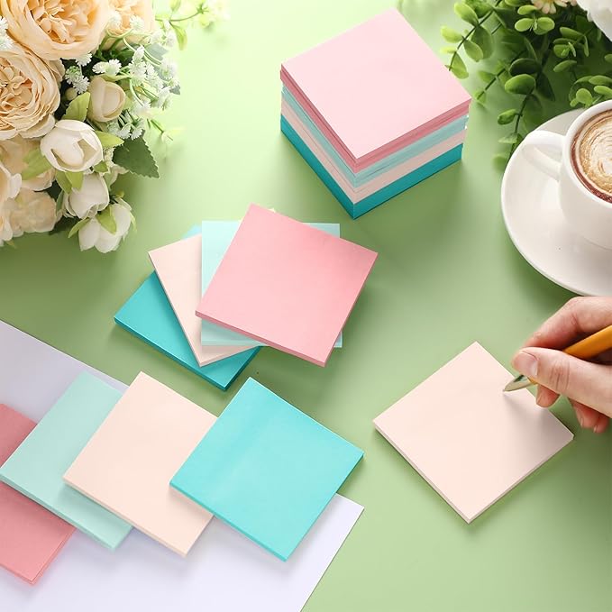 Fainne 24 Pack Sticky Notes Bulk Back to School Supplies Self Stick Note Pads Paper Memo for Office First Day of School Student Teacher Essentials (3x3inch,Fresh Color)-DeskLoop Office
