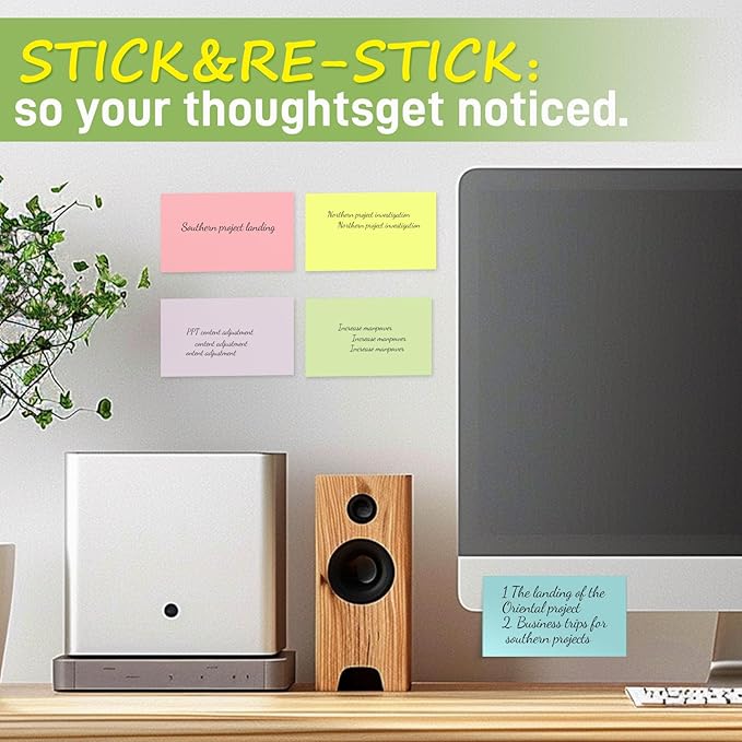 960 Sheets 3x5 Inches Large Sticky Notes,Self-Stick Post Stickies Colorful Super Sticking Power Memo Pads for Teacher Supply,School and Office-DeskLoop Office