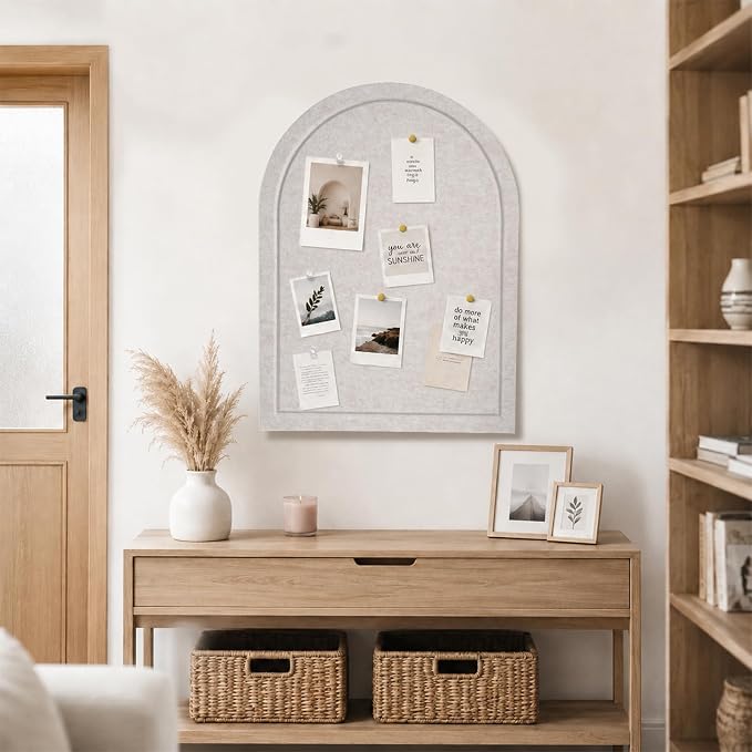 Arched Felt Bulletin Board, Sized 24" x 18" Cork Board Alternative Grooved Edge - Image 2