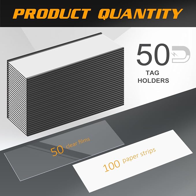 Gueevin 50 Pcs Magnetic C Channel Label Holders 3 x 8 Inch Label Holders Magnet - Image 2