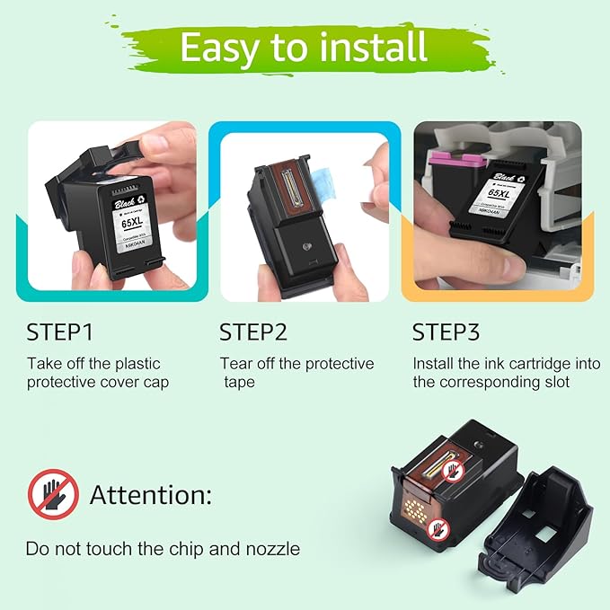 greencycle 65XL Black Ink Cartridge Replacement for HP 65 XL N9K04AN Compatible with Envy 5055 5052 5058 Deskjet 2655 2652 2622 3720 3730 3752 3758 All-in-One Printer (Black, 1 Pack)-DeskLoop Office