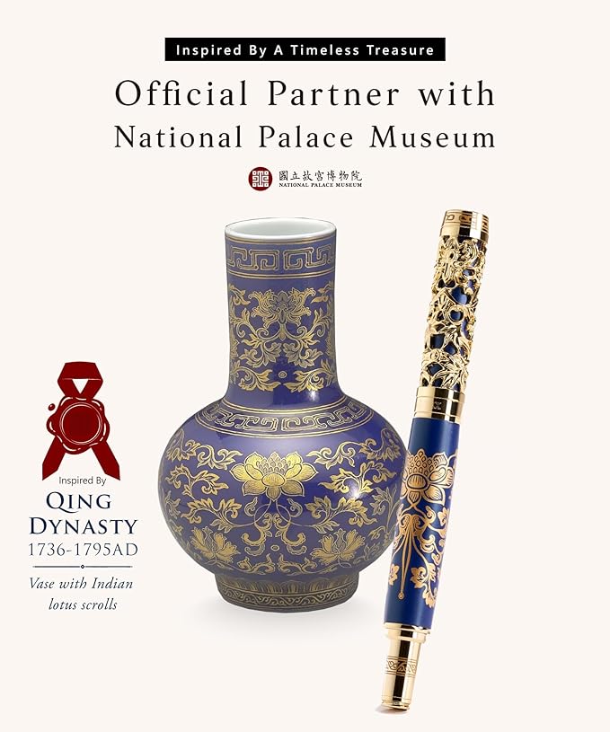 Luxury Fountain Pen Set With Stand - Museum Art Collections - Crafting Timeless Beauty - the Best Gift & Office Desk Decor, German SCHMIDT Fine Nib, Solid Metal & Marble Texture-DeskLoop Office