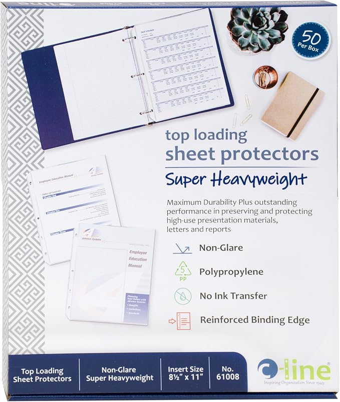 C-Line Top Loading Super Heavyweight Poly Sheet Protectors, 11 x 8.5 Inches by C-Line