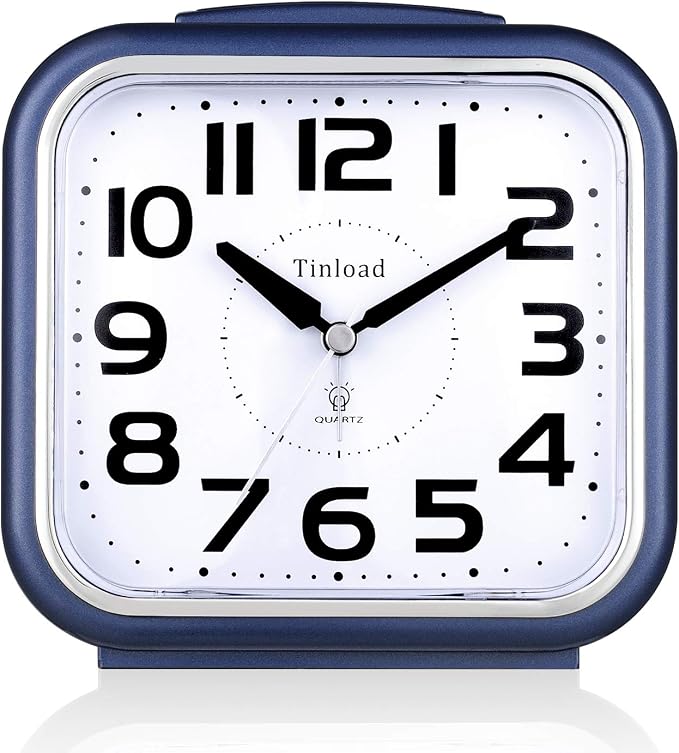 Tinload 5.5" Large Analog Alarm Clock Silent Non Ticking, Gentle Wake, Beep by Tinload