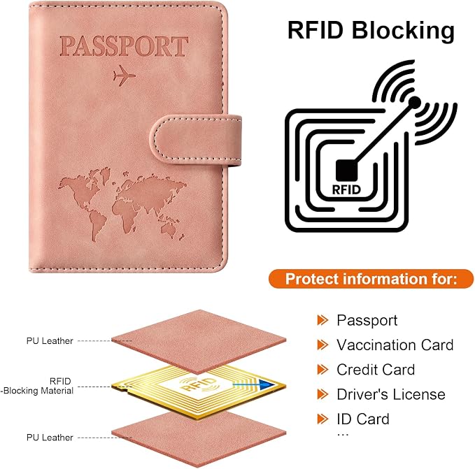 Eoehro Passport Holder for Travel Essentials, Passport Wallet Cover Case for - Image 4
