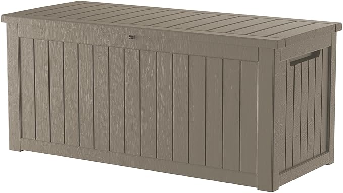 270 Gallon Outdoor Storage Box Patio Deck Box Waterproof, Resin Lockable Outside Large Storage Bin for Pool Cushion Furniture, Garden Tools UV-Resistant, Grey-DeskLoop Office