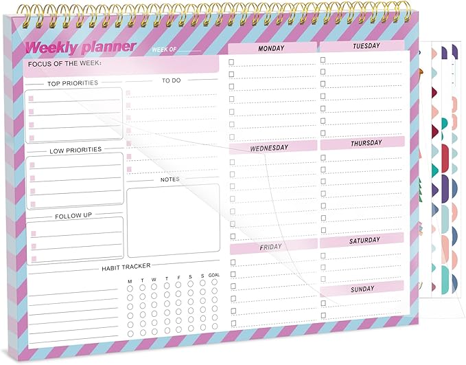 Thboxes Weekly To Do List Notepad, 8.5''x11'' Weekly Desk Planners by Thboxes