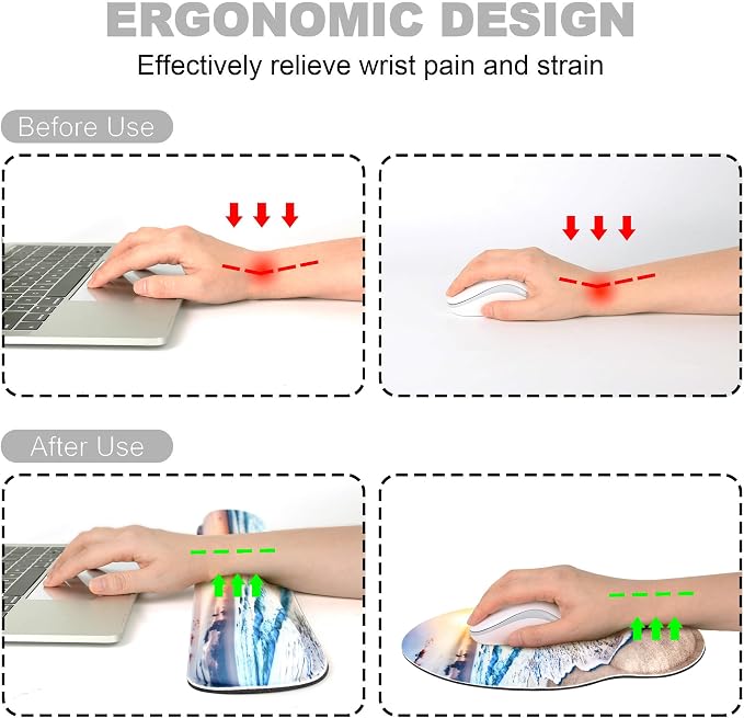 Ergonomic Mouse Pad with Wrist Rest and Keyboard Wrist Rest, Mousepad and Wrist - Image 2