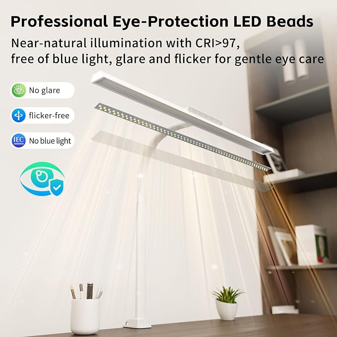 Desk Lamp with Clamp, LED Eye-Caring Clip on Desk Lights - Image 8