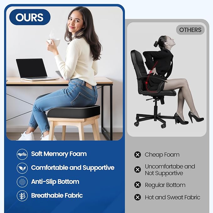 SweetSlubr Seat Cushion for Tailbone Pain Relief, Office Chair Cushion - Image 5