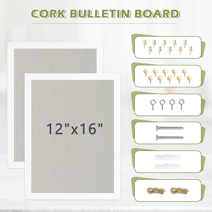 2-Pack Double-Sided Wood Framed Cork Board - Image 3