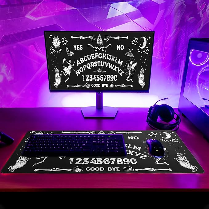 Mysterious Spirit Goth Gaming Mouse Pad 27.6x11.8 Inch Large Desk Mat Black - Image 6