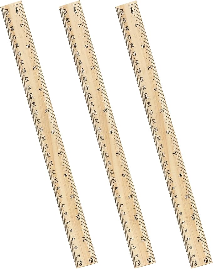 ZZTX 3 Pack Wooden Ruler 12 Inch Rulers Bulk Wood Measuring Ruler by ZZTX