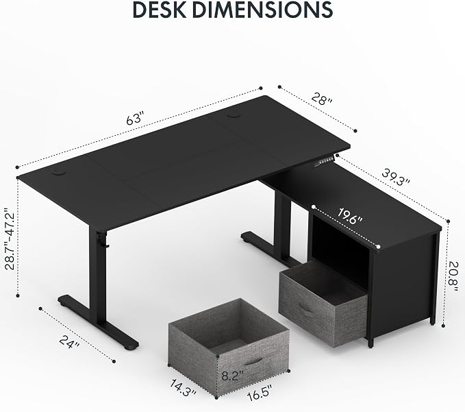 FLEXISPOT 63'' L Shaped Reversible Standing Desk - Image 2