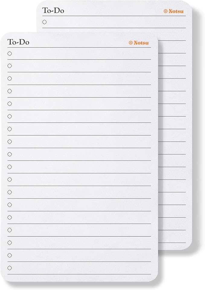 Notsu To Do List Small Desk Notepad 2 Pack | Minimalist To-Do Checklist Task by Notsu