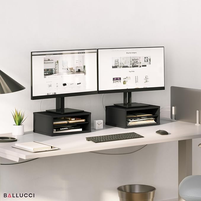 Ballucci File Organizer, 2-Tier Document Paper Sorter, Stackable Wood Desk - Image 3