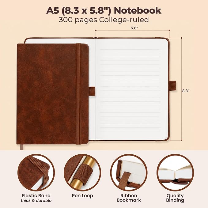 3 Pack A5 Lined Leather Journals - Image 3