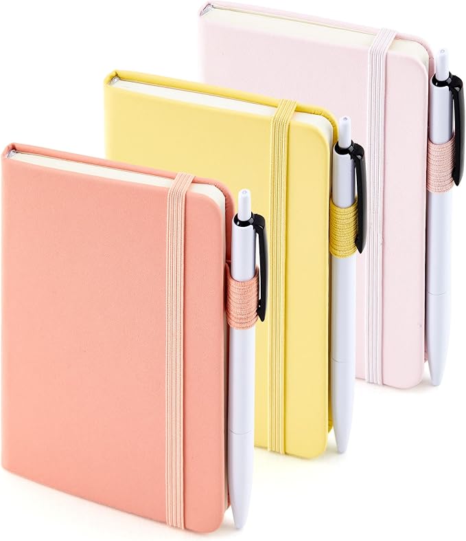 feela 3 Pack Pocket Small Notebook Journals, Mini Cute Hardcover College Ruled by feela