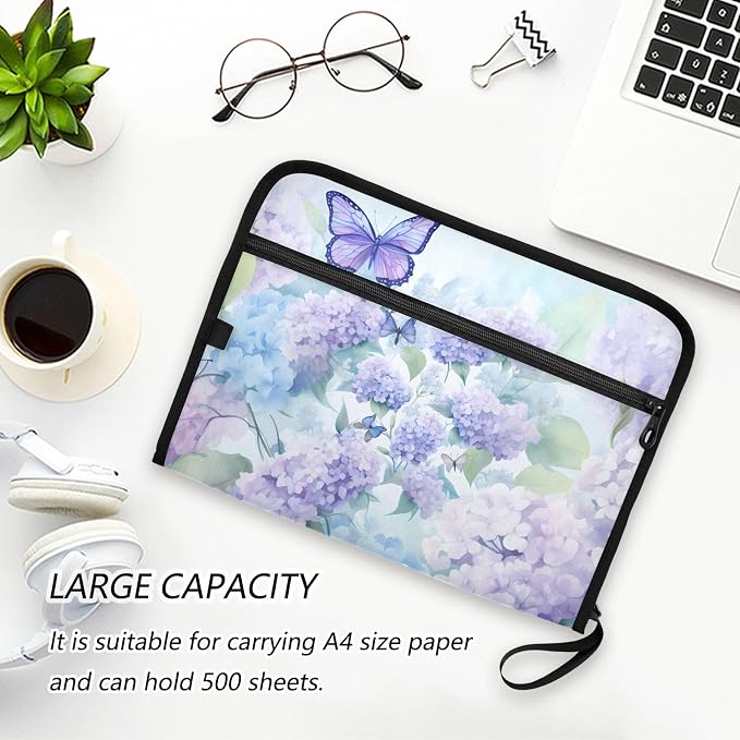 Expanding File Folder Purple Hydrangea Flower Butterfly Accordion File - Image 5