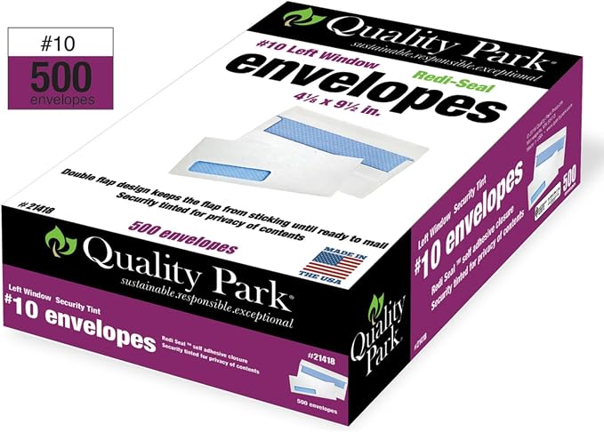 Quality Park #10 Left Window Security Tinted Envelopes - Image 5