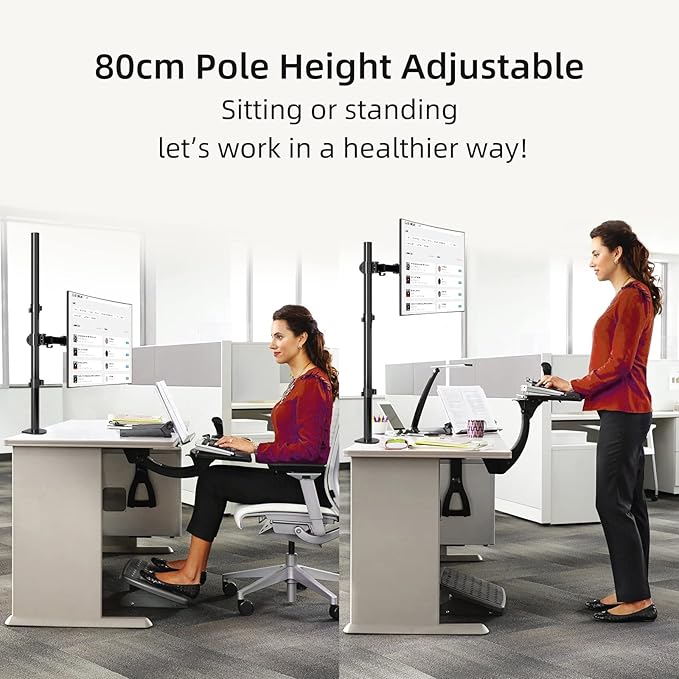 Suptek Single Monitor Arm Desk Mount Fully Adjustable Monitor Stand for 1 / One Screen up to 32 inch Extra Tall 31.5 inch Pole,Black (MD6821)-DeskLoop Office