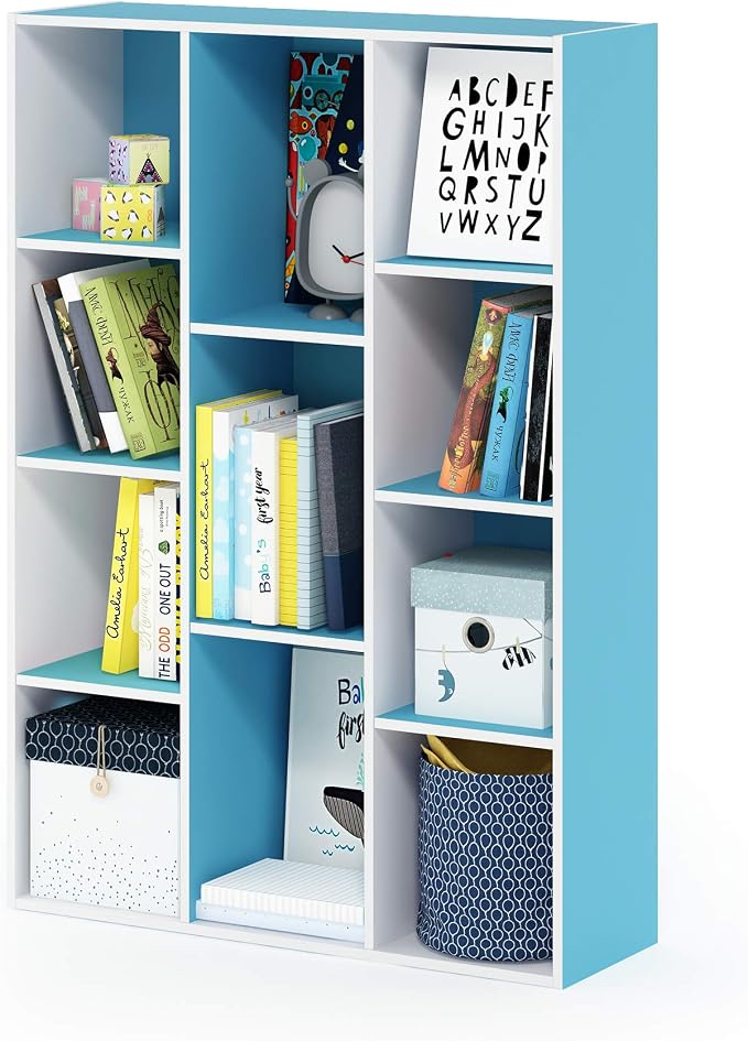 Furinno LUDER Book Shelf, 11-Cube Bookshelf, Reversible Bookcase, 9.4 x 29.1 x by Furinno-FitsYourSpaceFitsYourBudget