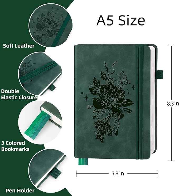 Lined Journal Notebook 365 Pages, A5 Leather Journals - Image 2