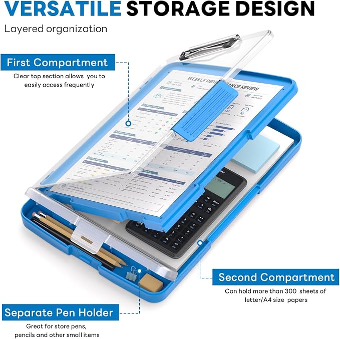 Clipboard with Storage and Pen Holder, Heavy Duty with Dual Compartment - Image 3