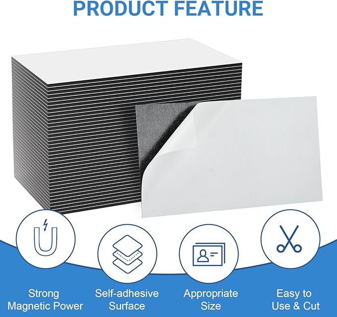MaxGear 100 Pack Business Card Magnets Peel and Stick, Self Sticky Name Card | - Image 2