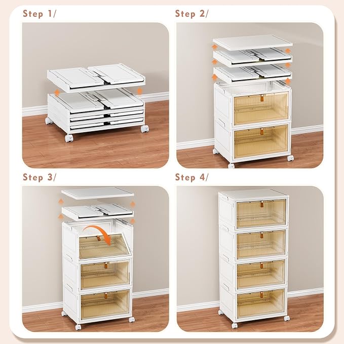 CTSNSLH 4 Tier Plastic Storage Bins and Boxes Organizer - 28Qt Stackable - Image 3