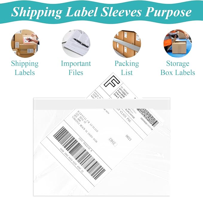 100 Pack 7.5" x 5.5" Clear Self-Adhesive Top Loading Packing List/Shipping - Image 4