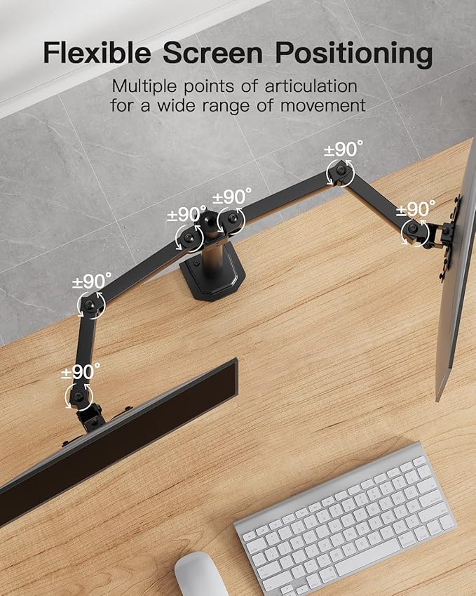 HUANUO Dual Monitor Mount for 2 Monitors up to 30 inches, Heavy Duty Dual Monitor Stand Holds up to 22 lbs, Dual Monitor Arm with Height Adjustable Tilt Swive Rotate, VESA Hole 75mm or 100mm-DeskLoop Office