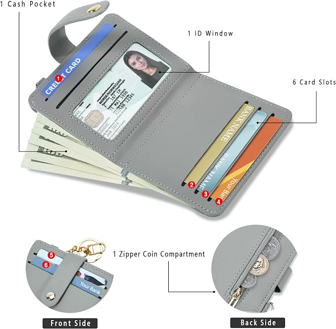 Airkit Small Wallet Women RFID, PU Leather Card Holder - Image 2