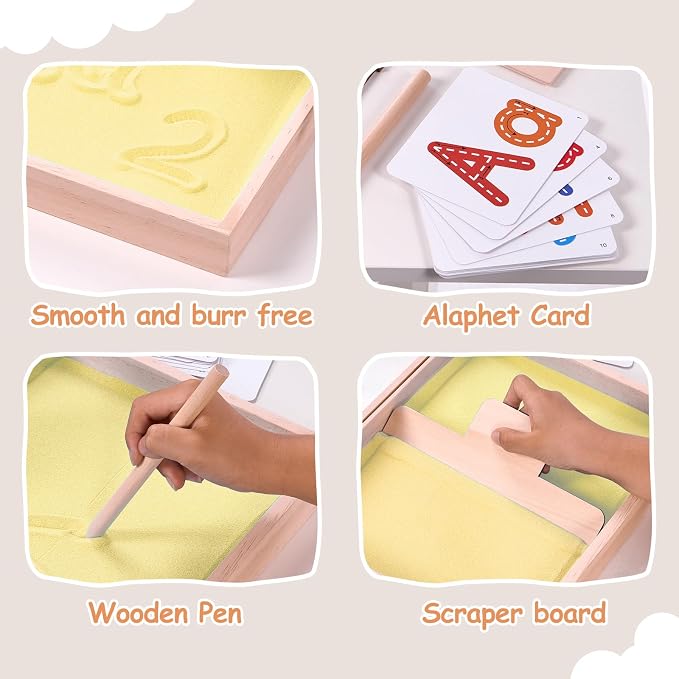 Montessori Sand Tray for Kids, Writing Play Sand Tray - Image 3