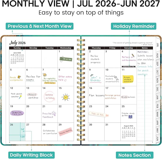 Academic Planner 2026-2027, Weekly and Monthly Calendar Book, July 2026 – June - Image 2