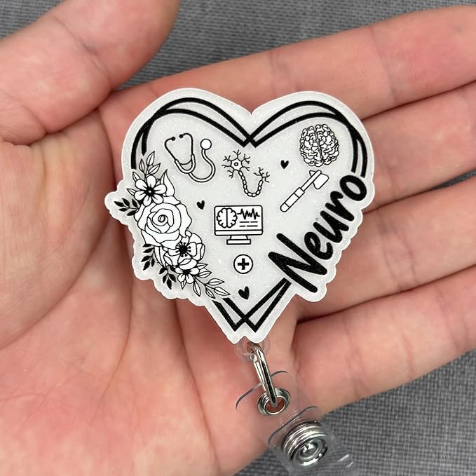 Elegant Neuro Badge Reel Retractable, Cute Neurology Nurse Acrylic Badge Reel - Image 3