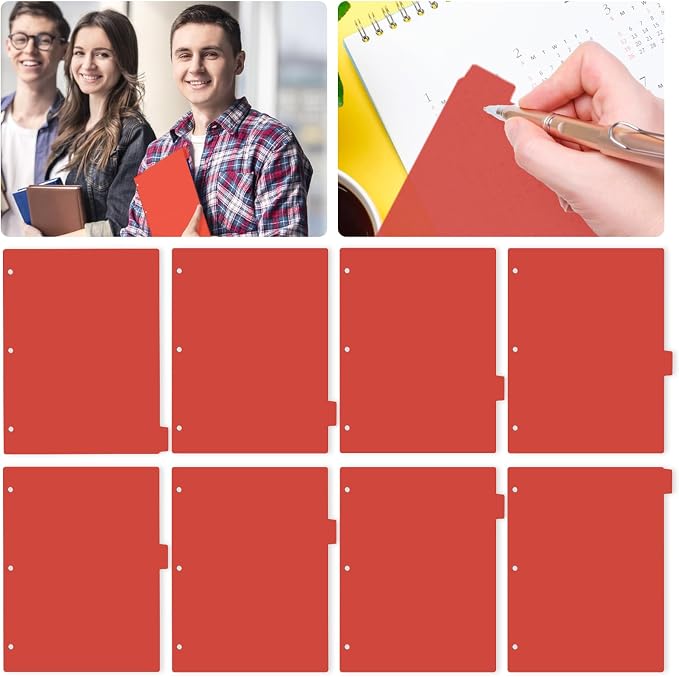 Dark Red Binder Dividers, 8-Tab Sturdy Plastic Dividers, Binder Dividers - Image 8