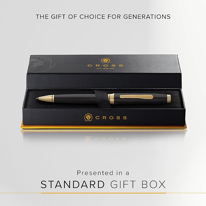 Cross Coventry Black Lacquer with Gold-Tone Ballpoint Pen-DeskLoop Office
