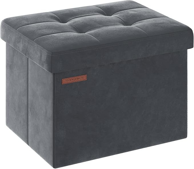 SONGMICS Storage Ottoman, Foldable Small Ottoman Foot Rest, 12.2 x 16.1 Inches by Unknown